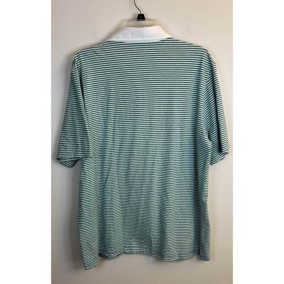 CRIQUET Mens Green White Striped Short Sleeve Polo XXL Cotton Golf Preppy Casual - Picture 2 of 10